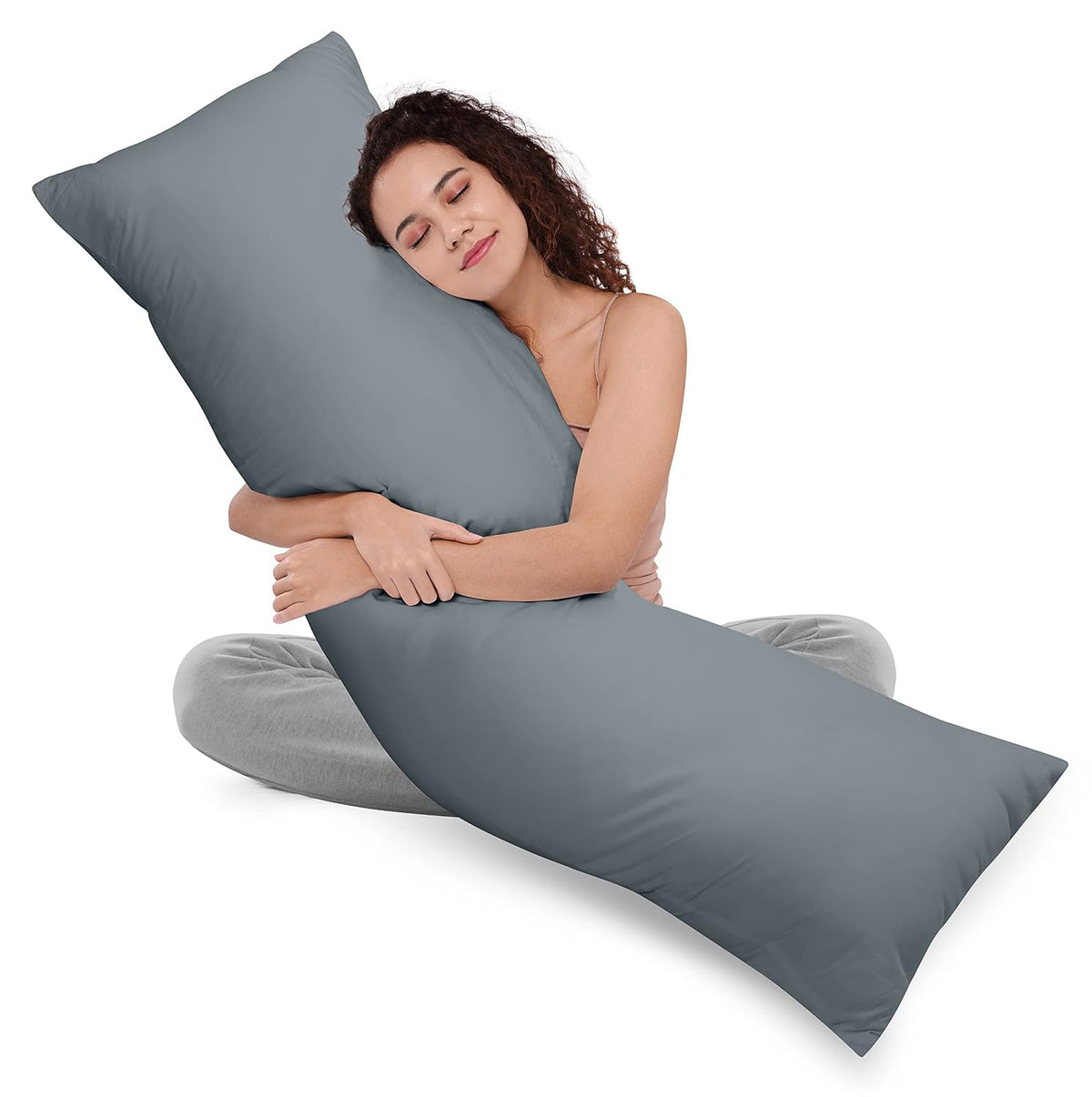 Full Body Pillow, Extra - Soft & Supportive Long Pillow For Sleeping, Grey - 20 X 54 Inch | Cooling, Foldable, Breathable, Hypoallergenic & Machine Washable | Adjustable Pillow