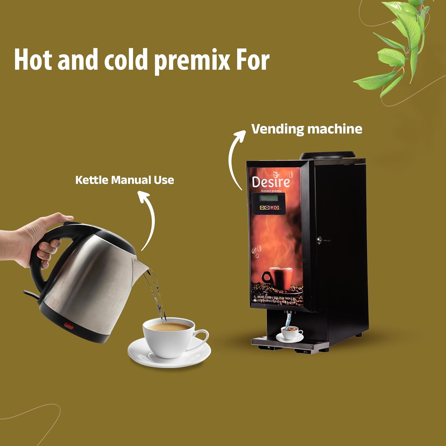 Desire Instant Premix Ginger Tea - Pack Of 3 X 500gm, 17.6 Ounce Each | Ready To Drink Adrak Karak Chai, Just Add Hot Water - Ideal For Vending Machine | Caffeine Free