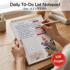 To Do List Notepad, Daily Planner Notepad Undated 54 Sheets/Tear Off, Planning (Floral) Pack Of 1