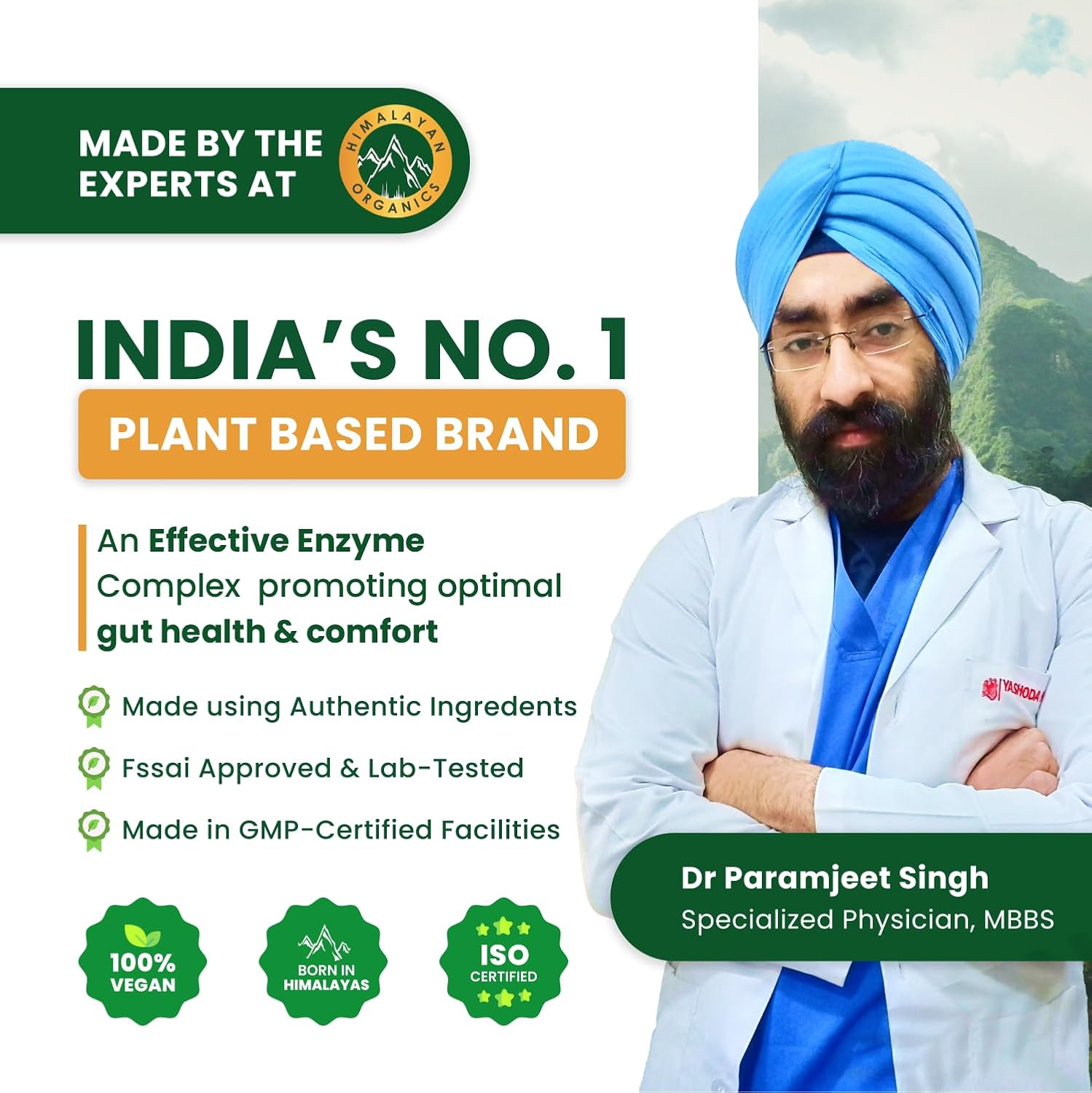 Himalayan Organics Digestive Enzyme With Bromelain & Papain Supplement | Supports Digestion & Better Absorption Of Nutrients & Health Management | 90 Tablets, 150gm 0.3lbs