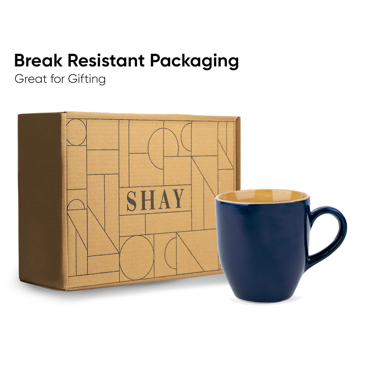 Ceramic Coffee Mug Set Of 6 - 300ml Each, Midnight Blue | Medium Mug With Glossy Finish - Stoneware Coffee Cup Set | Ceramic Cup - Microwave Safe & Dishwasher Safe