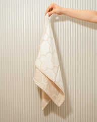 Debaans Bamboo Hand Towels 400 Gsm | Ultra Soft, Quick Dry, Antibacterial | Multiple Colors & Designs (Quatrefoil Sand) - Set Of 2