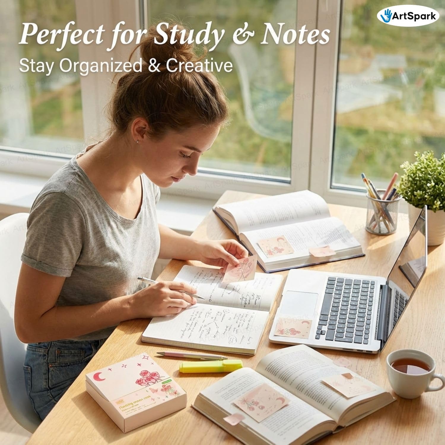 Sticky Notes – 200 Sheets Morning & Rose Memo Pad For Study, Writing, Planning & Journaling