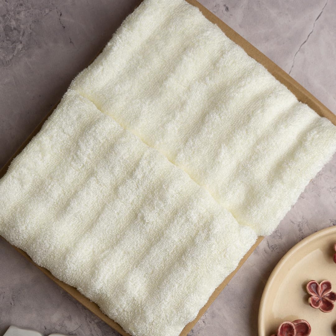 Mush Bamboo Hand Towels 600 Gsm | Ultra Soft, Absorbent & Quick Dry Towel For Gym, Travel, Sports & Yoga (Cream) Set Of 2