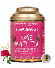 San-Cha Silver Needles Rose White Tea - 75gm, 2.6 Ounce | Promotes Healthy & Glowing Skin - Low Caffeine, Richest In Antioxidants