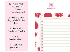 A5 Notes/To Do List Notepad, Beautiful Checklist Pad, Tear-Off Sheets (Pomegranate) Pack Of 1