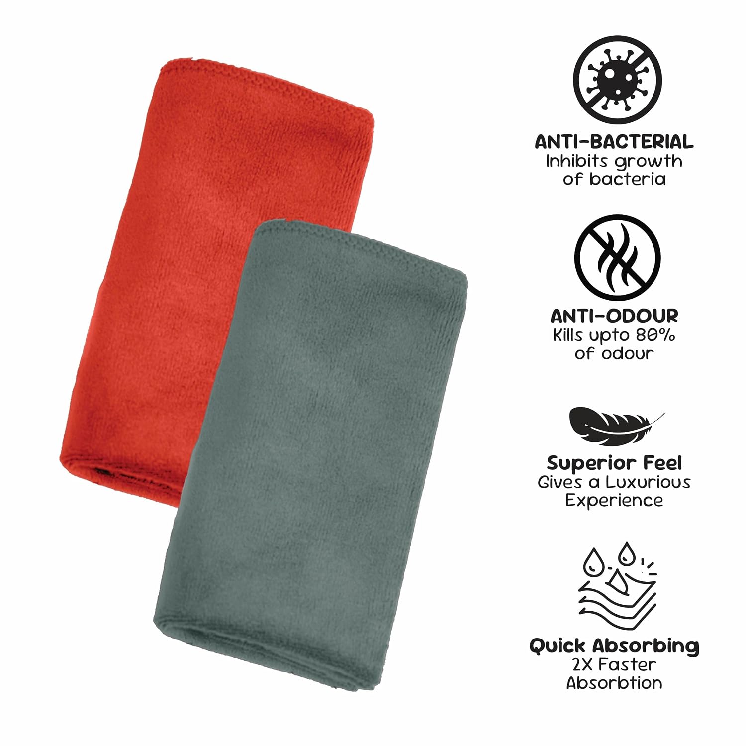 Housse Microfiber Hand Towel 1200 Gsm | Premium Quality Towels Ultra Absorbent & Anti-Bacterial For Gym (Desert Sand & Frost Grey) - Pack Of 6