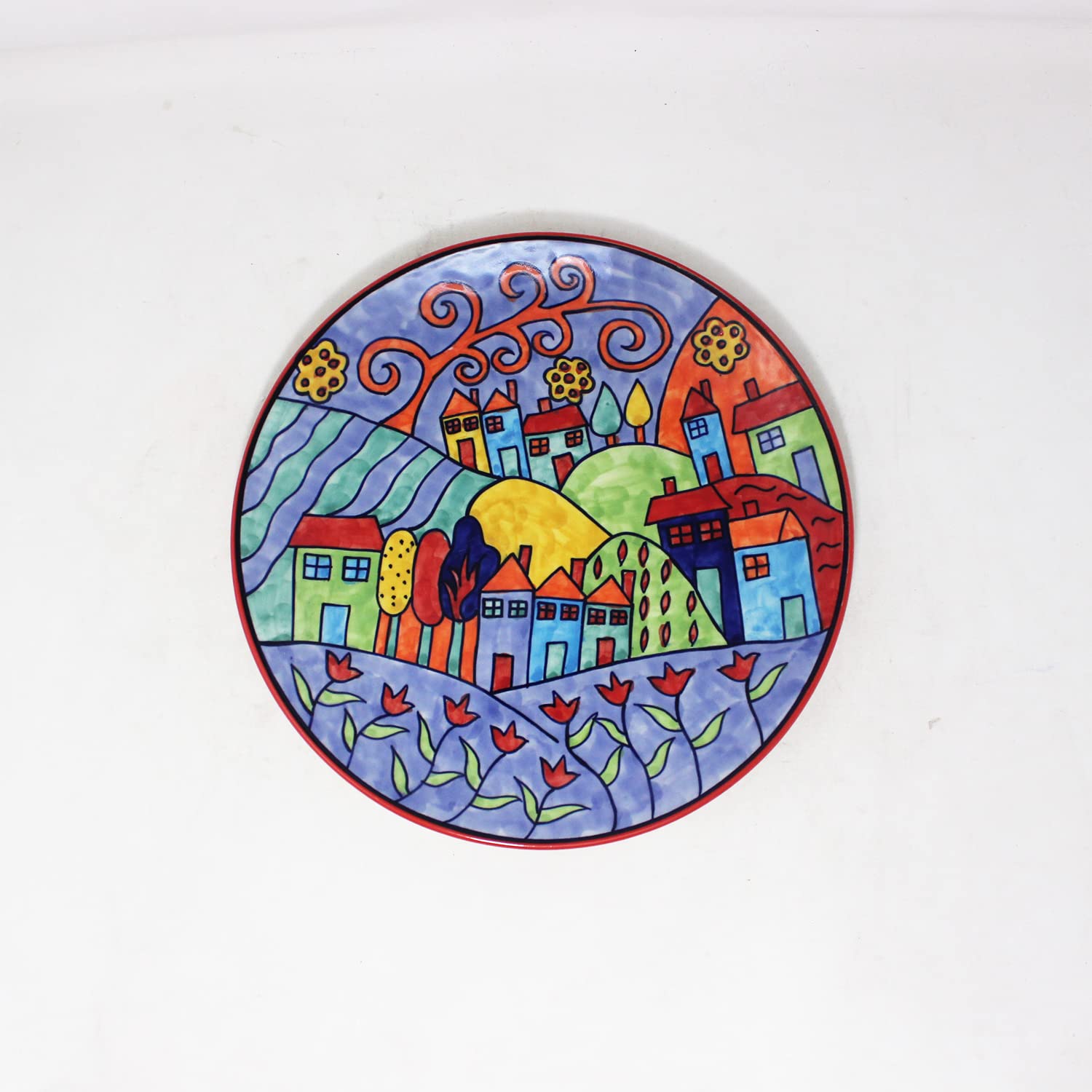 Exotic Panorama Ceramic Dinner Plates Set Of 4 - 10 Inches, 4 Pieces, Multicolor | Hand Painted Full Ceramic Plates For Dinner - Microwave Safe & Dishwasher Safe