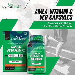 Nourishvitals Amla Vitamin C With Tannins 25% Pure Herbs, 500mg Amla Extract, Antioxidant, Immune, Skin | 60 Veg Capsules, 100gm 0.2lbs Each Pack Of 3