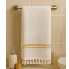 Pixel Home Decor Bath Towel 250 Gsm | Easy For Travel Micro Waffle Cotton Bath Towel (Yellow)