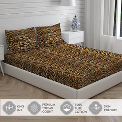 100% Cotton Bedsheet Set For Double Bed - 88 X 100 Inches, Brown | 1 Double Bed Sheet & 2 Pillow Covers - Gift For Weddings Or Birthdays Queen Size