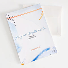 Letter Pad Letters & 20 Envelopes, Unruled Pages Perfect For Letter, Poetry, A5 Size (Blue)