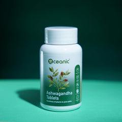 Oceanic Ashwagandha 250mg Tablet Helps Release Stress Boost Energy, Strength, Stamina Rejuvenates Mind & Body, General Wellness | 60 Veg Tablets 100gm 0.2lbs