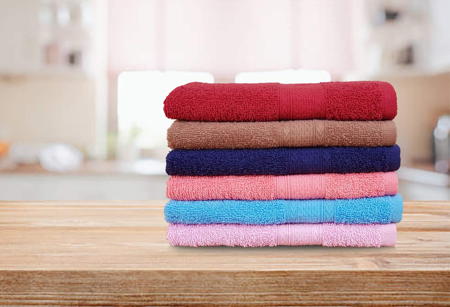 Ksc Shop Royal Cotton Hand Towel 750 Gsm - Set Of 6 (Multicolor)