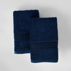Kopa Quick Dry 100% Cotton Soft Terry Hand Towel 380 Gsm | Quick Dry 100% Cotton Super Absorbent, Lightweight (D'Ross) Hand Towel (Navy Blue)- Pack Of 2