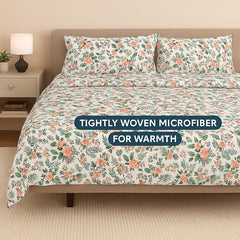 100% Microfiber Bedsheet King Size Includes 2 Pillow Covers - 108x108 Inches, White | Ideal For Daily Use & Gifting Double Bedsheet