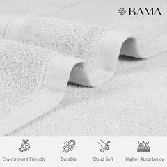 Bama 100% Cotton Hand Towel 500 Gsm | Soft & Absorbent Hand Towels For Bathroom, Kitchen, Gym (White) - Set Of 2
