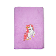 Maxoshine Microfiber Kids Bath Towels 400 Gsm | Quick Dry Super Absorbent Super Soft Bath Towel For Babies Toddler-Baby Towel - Purple (Unicorn Design)