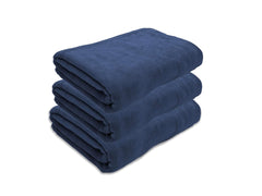 Black Gold The Finer Touch Oversized Microfiber Bath Towel 2100 Gsm | Soft Quick-Dry Microfiber Towel For Men & Women | Lightweight, Absorbent & Travel-Friendly (Navy Blue) - Pack Of 3