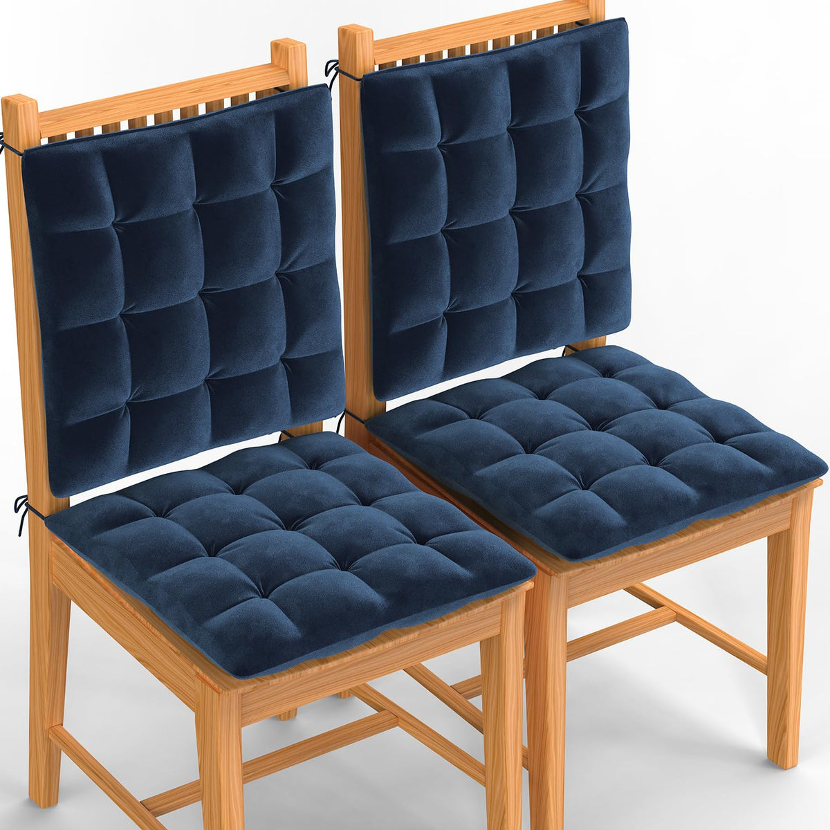 Square Chair Pads Cushion, For Comfortable Sitting, Navy Blue - 40 X 40 Cm | Seat Cushions With Ties For Sitting, Pooja, Dining & Office Table | Furniture Cushion, Washable - Pack Of 4