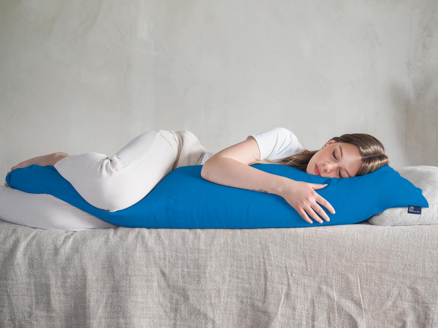 Soft Microfiber Hug Pillow For Sleeping, Full Body Pillow, Curious Blue - 18 X 54 Inch | Long Pillow For Bed, Pregnancy Pillow For Sleeping, Large Pillow, Neck Support, Multipurpose Use