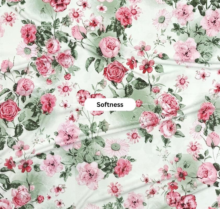 Cotton Fitted Bedsheets With 2 Matching Pillow Covers For King Bed | Size 78x72+10 Inches, Green & Pink - Soft, Durable & Wrinkle Free | Ideal For Daily Use
