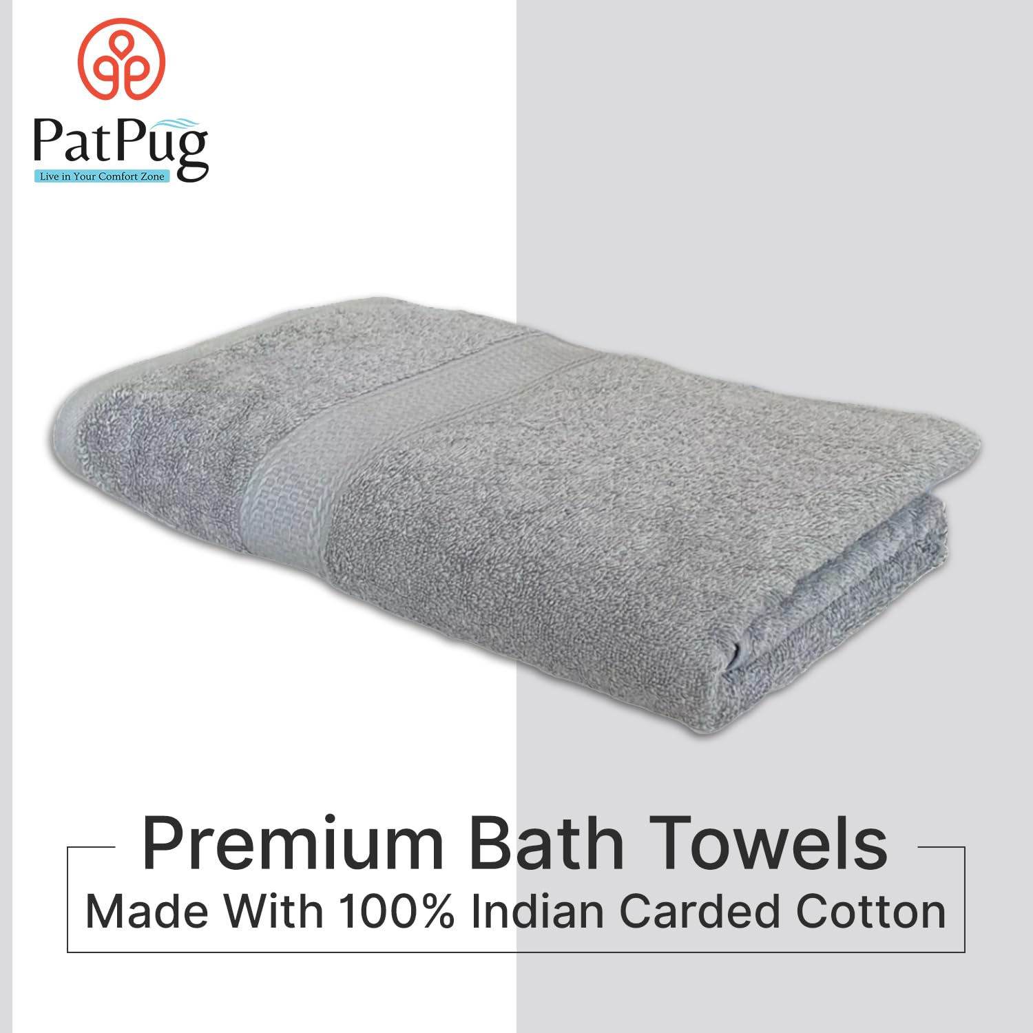 Patpug 100% Indian Ultra Soft Cotton 500 Gsm Highly Absorbent, Fade Resistant, Quick Drying Large Bath Towel (Silver Grey)