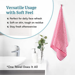 Kuber Industries Microfiber Soft Face Towel 1200 Gsm | Absorbent Hanging Hand Towels For Wash Basin Bathroom | Zig Zag - Pink & Grey (6 Pcs)