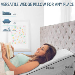 Orthopedic Bed Wedge Pillow, Adjustable Wedge Pillow, Grey - 24 X 22 X 10 Inch | Multi Purpose Use, For Acid Reflux, Gerd, Snoring, Heartburn, Post-Surgery, Foldable, Whole Body Pillow