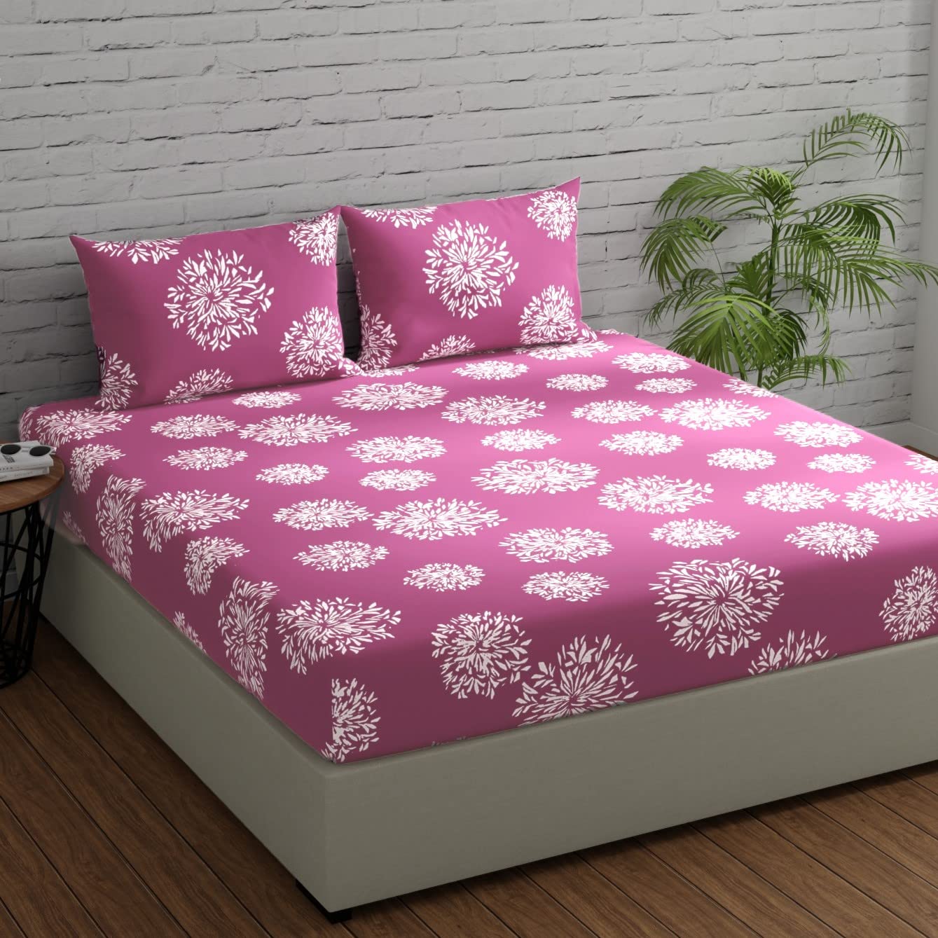 Flat Bedsheet For Double Bed With 2 Pillow Covers - 88 X 96 Inches, Mauve | Comfort Fabric Bedsheet Home, Hotel & Guest House