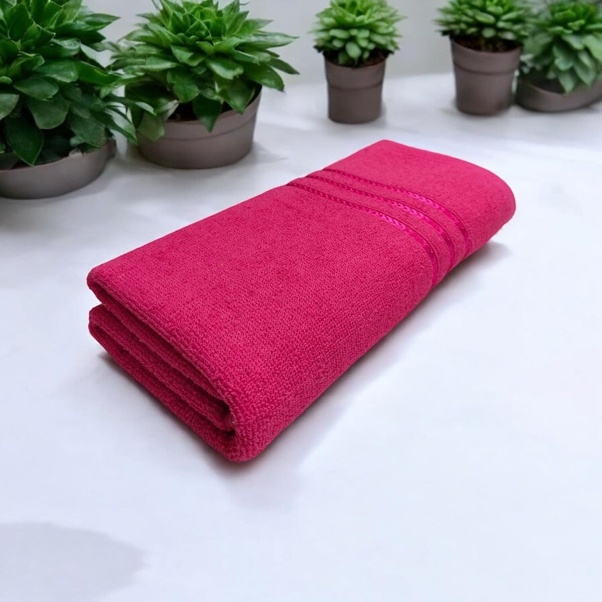 100% Cotton Bath Towel 450 Gsm | Large Size Soft & Absorbent Sport & Beach Bath Towel (Pink)