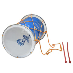Mini Dholak For Kids Or Decoration With 2 Sticks - Blue | Perfectly Symmetric Round Dholak - Dholak For Festival, Wedding, Satsang | Punjabi Dhol Drum, Housewarming Gifts