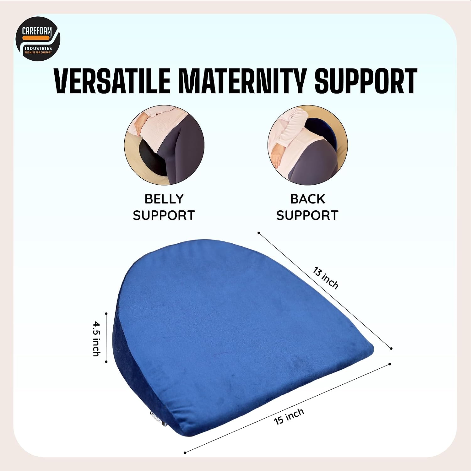 C Shape Full Body Pillow, Pregnancy Pillows For Sleeping, Half Moon, Blue | Maternity Pillows For Back, Hips, Legs, Belly | For Pregnant Women With Removable, Washable Blue Velvet Cover