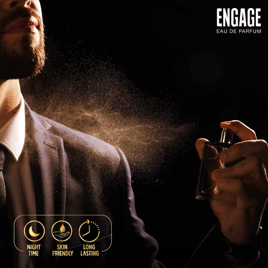 Engage Amber Hues Eau De Parfum For Men Long Lasting Smell , Ambery & Warm Fragrance Scent , For Special Occasions , Gift For Men , Free 3ml Tester