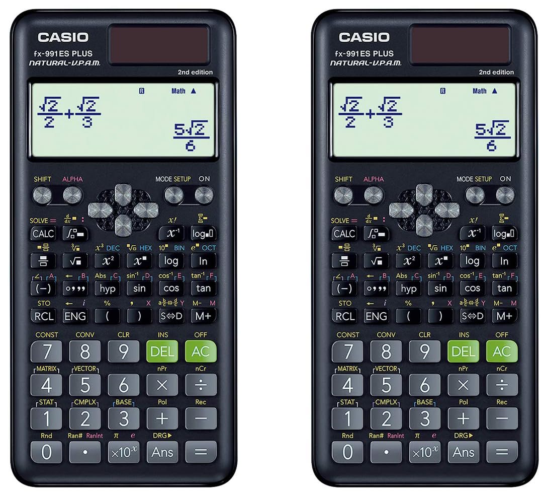 Casio FX-991ES Plus-2nd Edition Scientific Calculator, 3 Years Warranty Black Pack Of 2 | 10 Digit Mantissa + 2 Digit Exponential Display