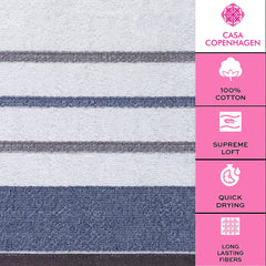 Casa Copenhagen Egyptian Design 2 Bath + 2 Hand & 2 Face Towels 1800 Gsm | He & She Super Soft Collection 100% Cotton 6 Piece Towel Set - Dark Grey & Blue