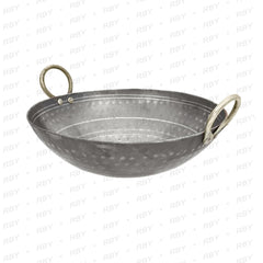 Iron Hammered Kadai 10 Liters | Deep Frying Kadai Handmade Useful For Frying & Cooking - Free Stainless Steel Scrubber