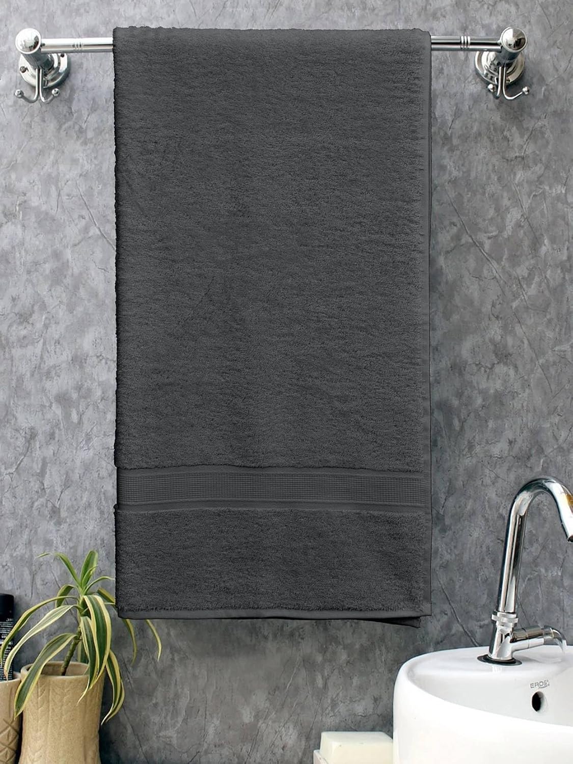 Bombay Dyeing Towel 100% Cotton Tulip Bath Turkish Towel 500 Gsm | Super Soft & Ultra Absorbent | Hand Washable & Machine Washable (Grey Charcoal)
