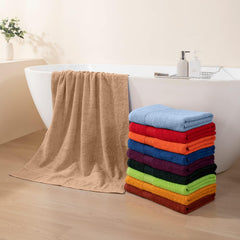 Hokipo 100% Cotton Bath Towels 600 Gsm | Extra Soft & Absorbent Large Size Towel For Men & Women - Beige (In-624)