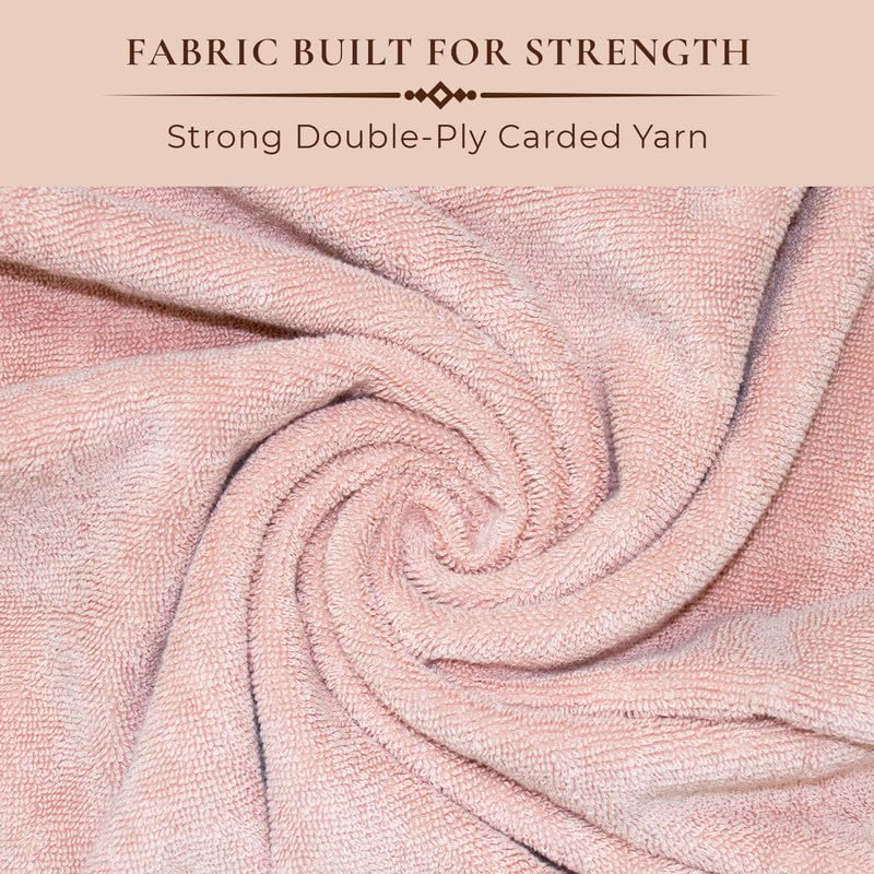 Rangoli 100% Cotton Fibre 2 Hand Towels 400 Gsm | Highly Durable & Absorbent Towel | Skin-Friendly & Quick Drying Luxury Towels (Peach) - Pack Of 2