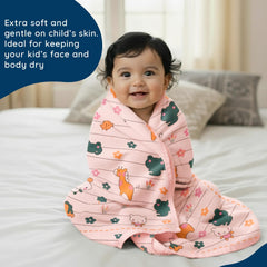 Rangoli 100% Cotton Baby Bath Towel 600 Gsm | Super Soft & Highly Absorbent, Anti-Bacterial, Multipurpose Towels (Light Blue & Light Pink) - Pack Of 2