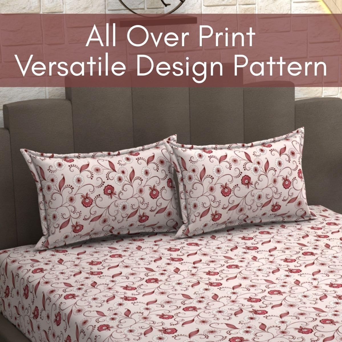Bedsheet For Queen Size Bed With 2 Pillow Covers - 90 X 100 Inches, Maroon | Soft, Breathable, Wrinkle Free & Fade Resistant