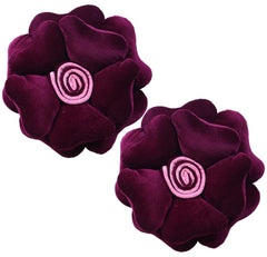 Rose Flower Shaped Pair Cushion Pillow, Soft & Decorative Cushions, Purple - 16 Inch | For Living Room, Bed, Sofa, Seating Area | Furniture Cushion, Perfect For Home Décor - Pack Of 2