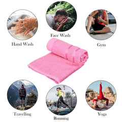 Kuber Industries Face Towel 1000 Gsm | Towels For Daily Use Workout Hand Towel | Lining Design | Pack Of 5 (Green & Pink)