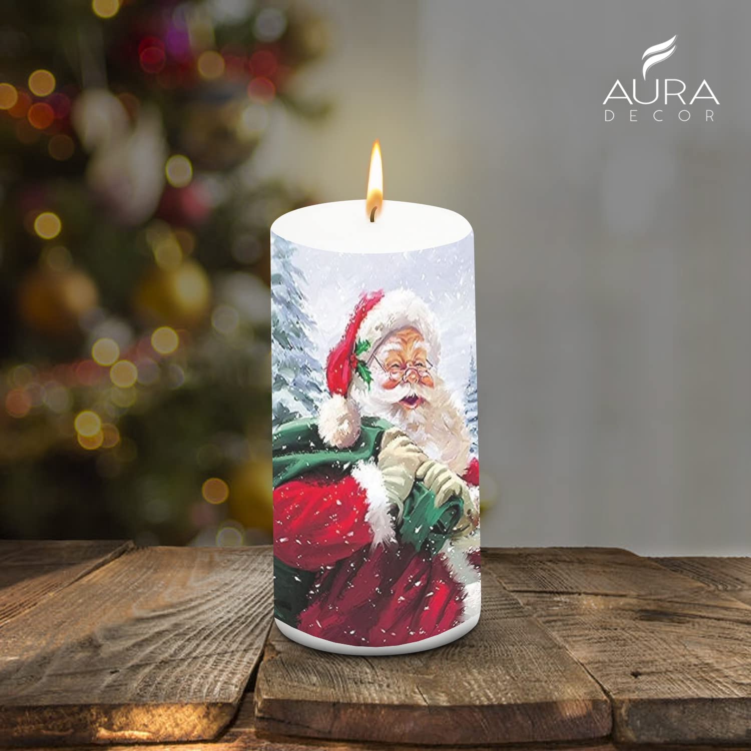 SANTA CLAUS XMAS CANDLE 6 INCH PILLAR CANDLE | PERFECT FOR KIDS BIRTHDAYS CANDLE