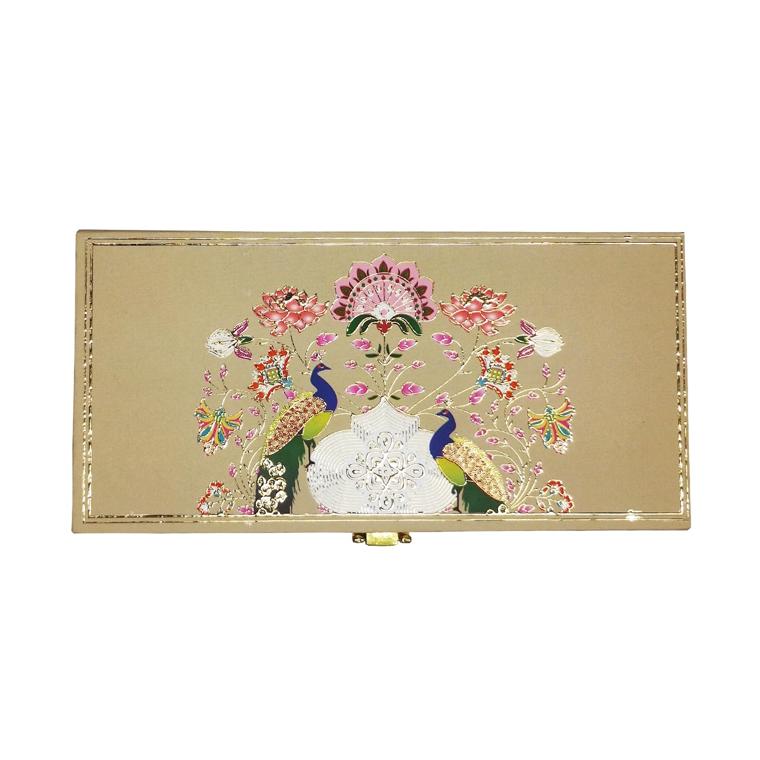 Gold Plated Velvet Touch Mgi Floral Decorative Box, Wedding Fancy Shagun Cash Box, Jewellery Box, Money Box, Gaddi Box, Colour - Multicolour, Pack Of 2