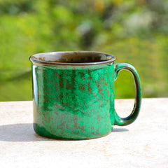 Studio Pottery Ceramic Maggi Bowl Or Mug With Handle 550ml, Emerald Green | Jumbo Ceramic Coffee & Tea Mug - Cereal Bowl | Big Milk Mug - Large Beer Mug - Gift For Him