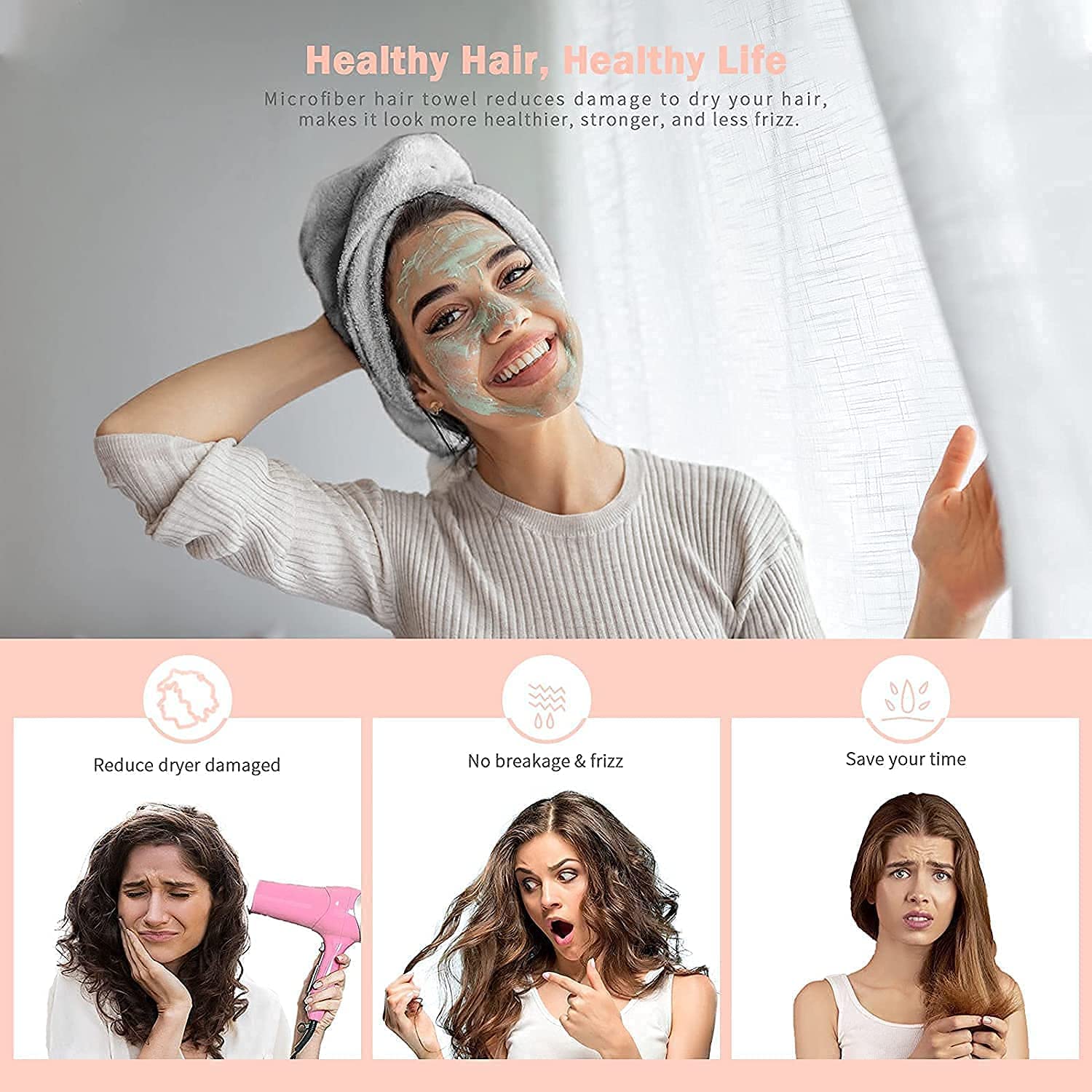 Fezora Hair Towel Wrap Absorbent Towel Hair-Drying Bathrobe Magic Hair Warp Towel Super Quick-Drying Microfiber Bathing Cap For Women (Multicolor)
