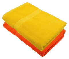 North Field Bath Towel 1000 Gsm | Extra Soft & Absorbent, Durable Bath Towel (Yellow & Orange) - Set Of 3