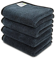 Softspun Microfiber Super Soft Hand & Face Wipes 300 Gsm Towel Set - 4 Piece (Grey)